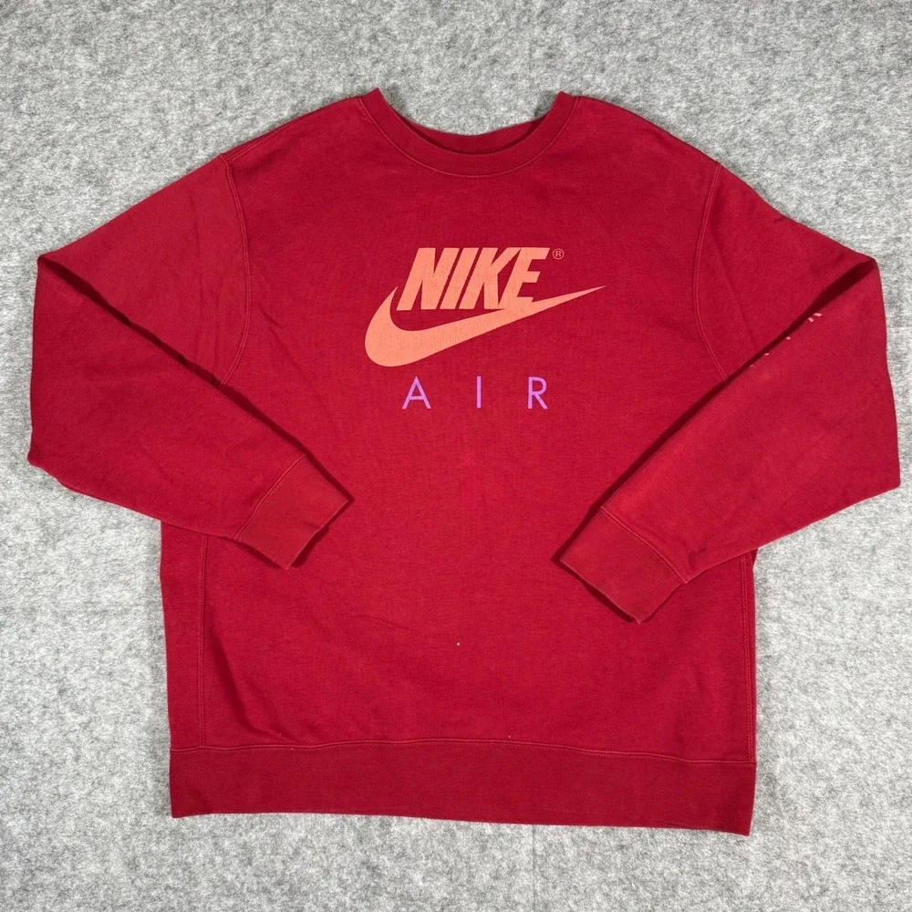 Nike Air Crewneck Sweatshirt Pullover Long Sleeve‎ Mens XL Burgundy Red